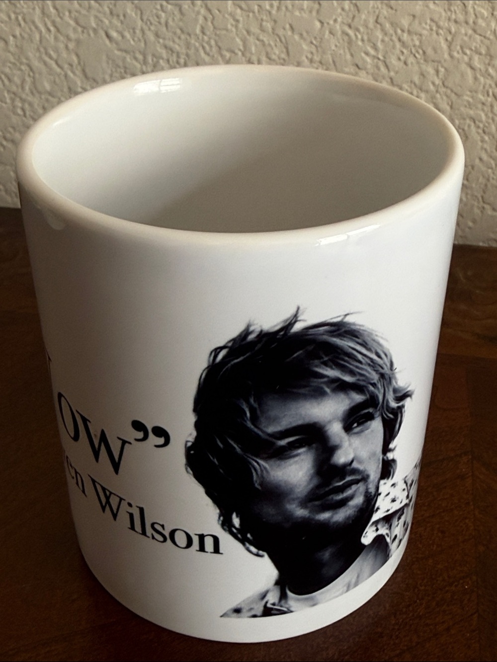 Owen Wilson “Wow” Coffee Mug, White Ceramic Photo Mug with Black Portrait